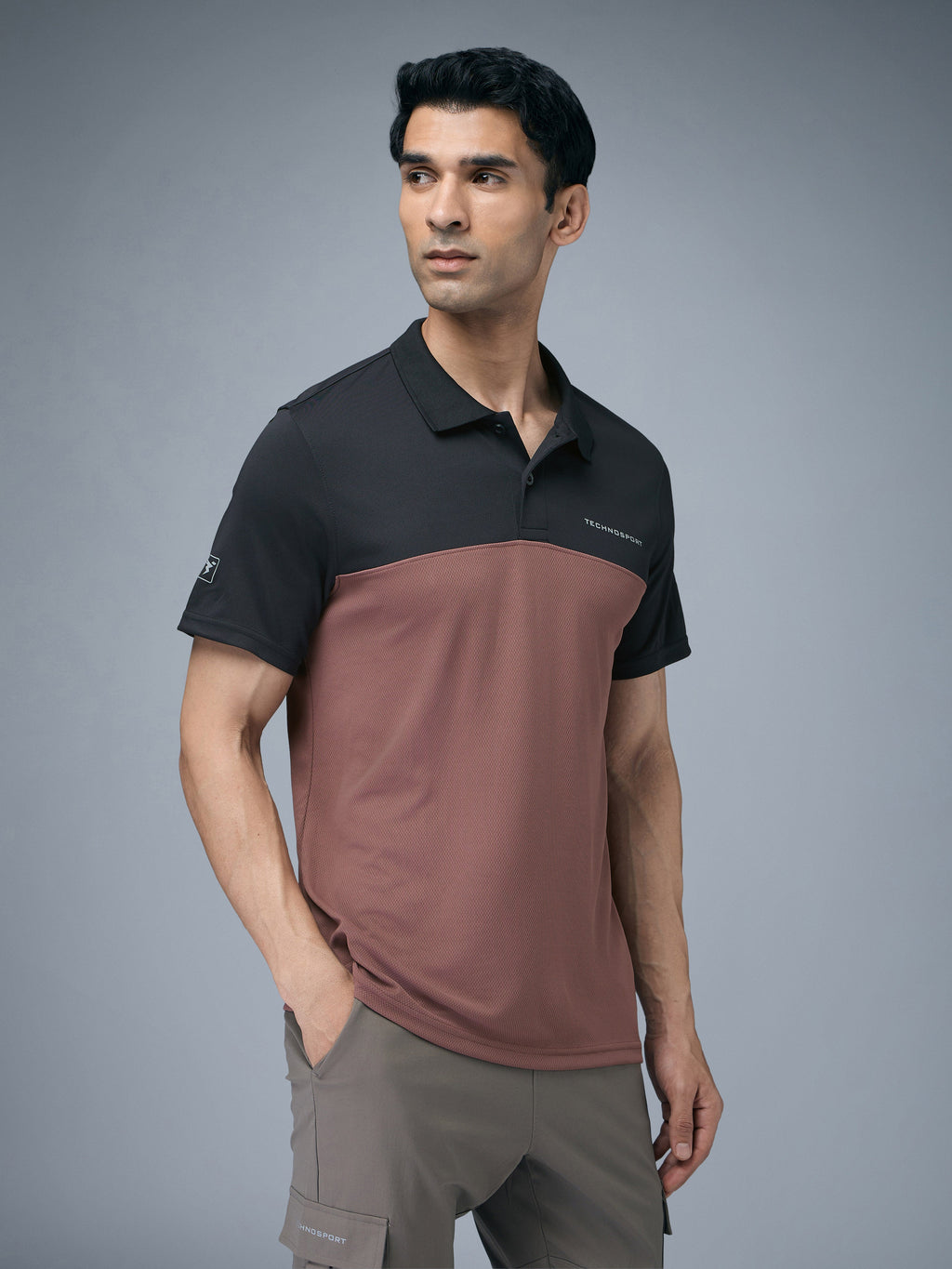 Technosport Collar Neck Tshirt (Techno Cool) - OR13 - OX BLOOD RED