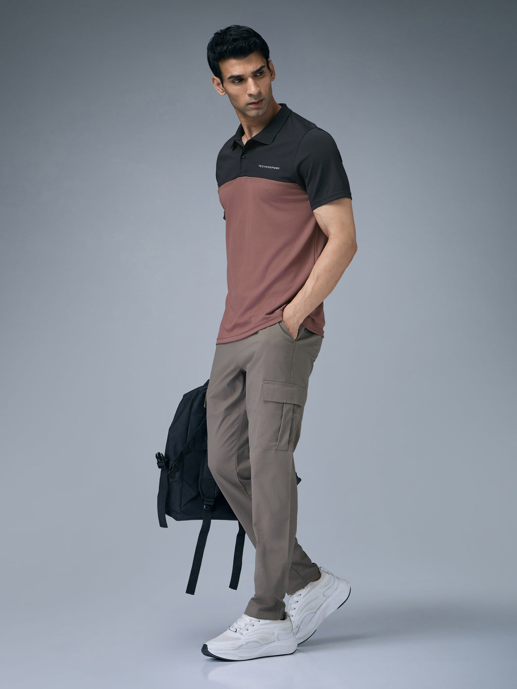 Technosport Collar Neck Tshirt (Techno Cool) - OR13 - OX BLOOD RED