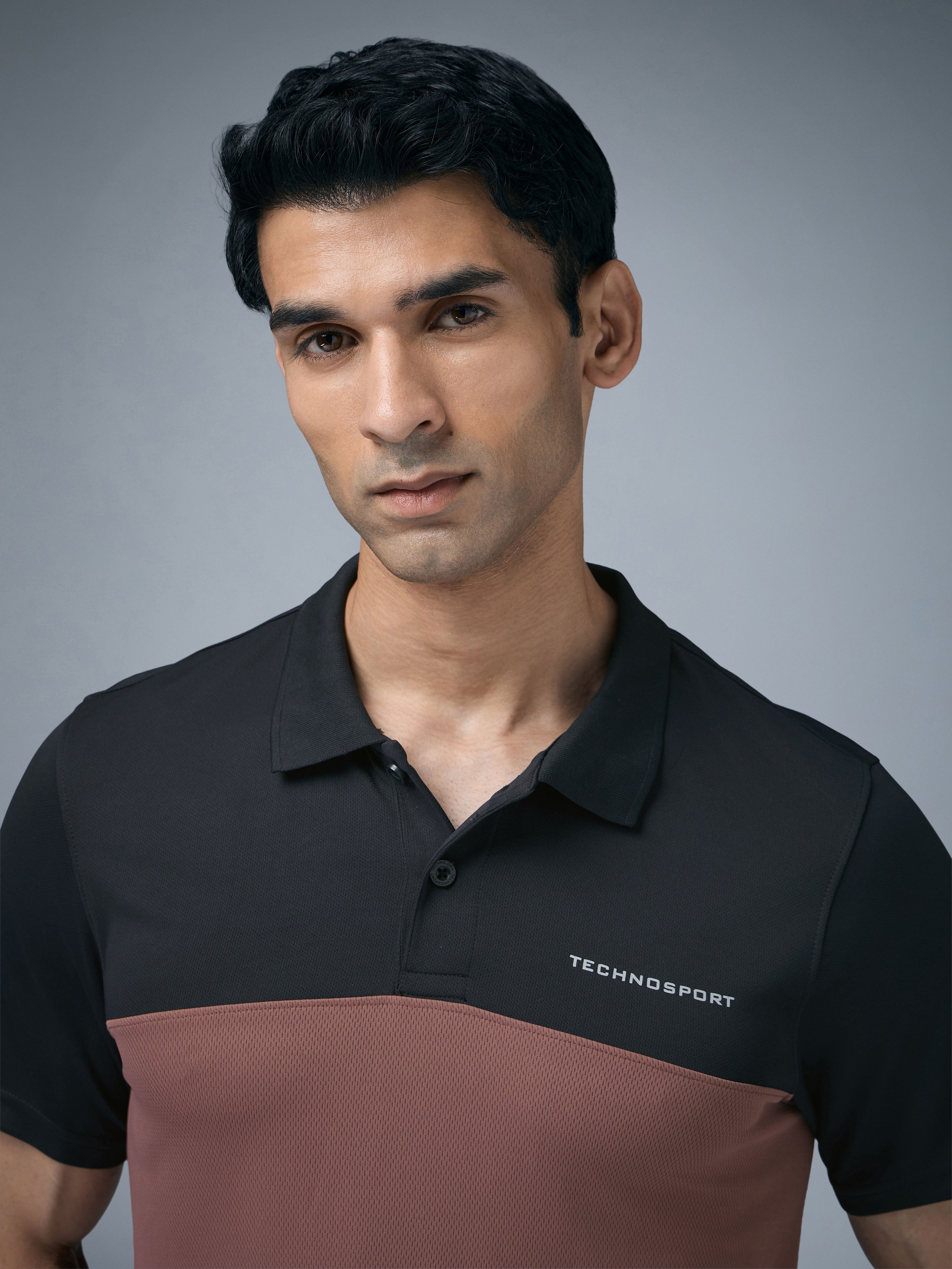 Technosport Collar Neck Tshirt (Techno Cool) - OR13 - OX BLOOD RED