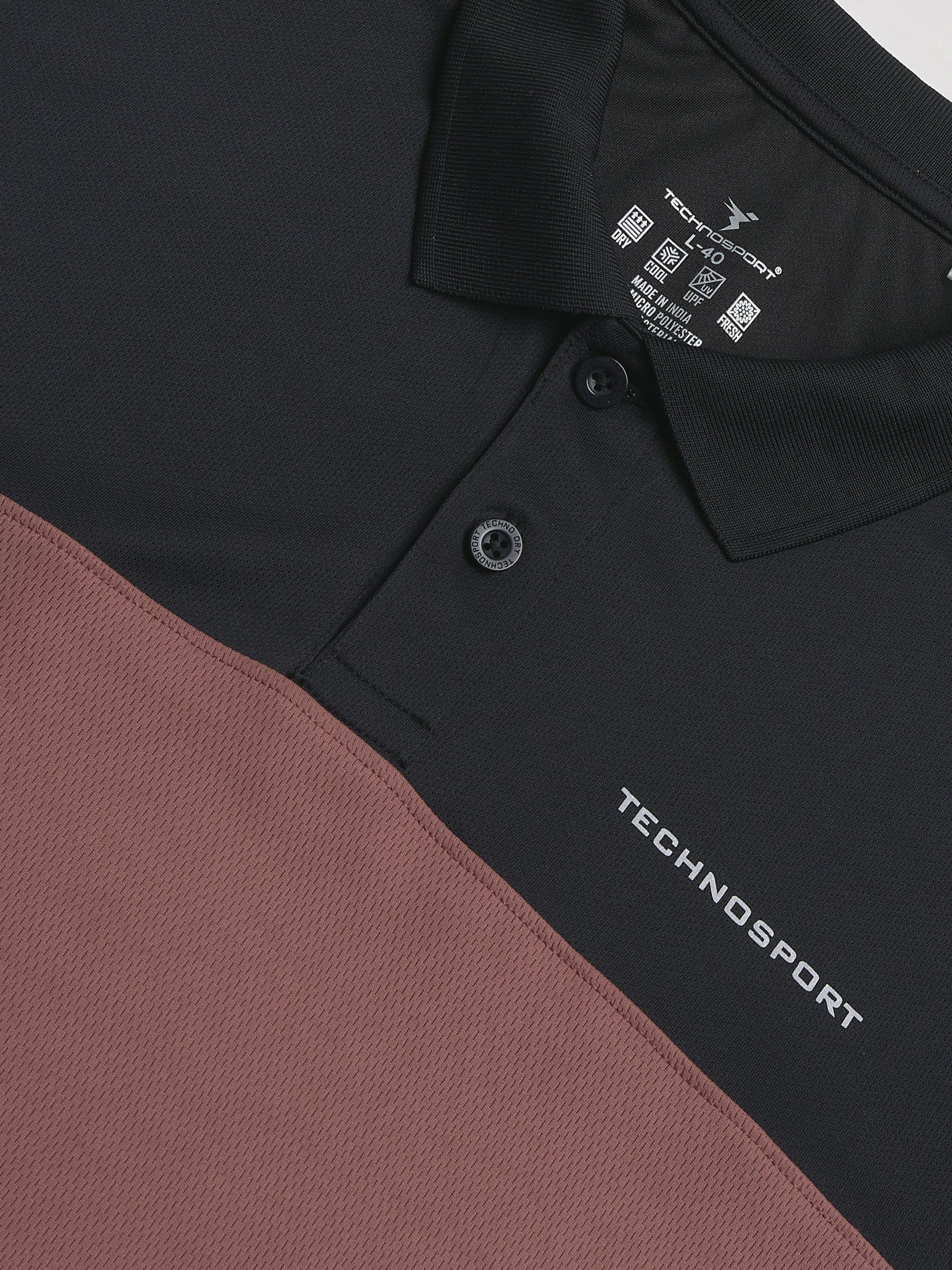 Technosport Collar Neck Tshirt (Techno Cool) - OR13 - OX BLOOD RED