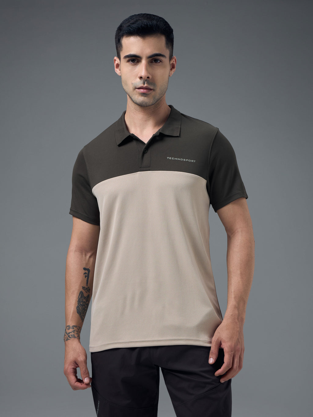 Technosport Collar Neck Tshirt (Techno Cool) - OR13 - OYSTER GRAY