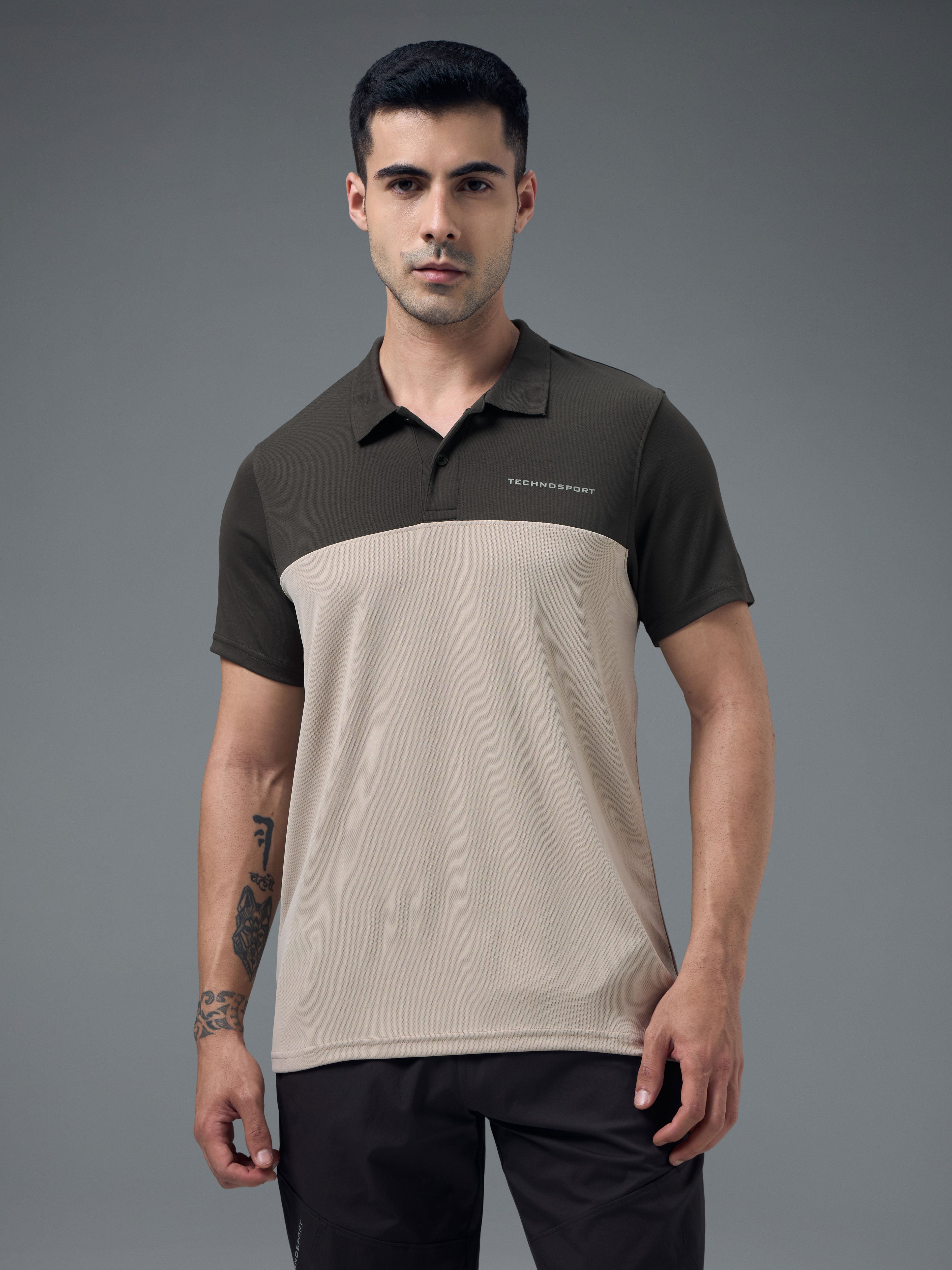 Technosport Collar Neck Tshirt (Techno Cool) - OR13 - OYSTER GRAY