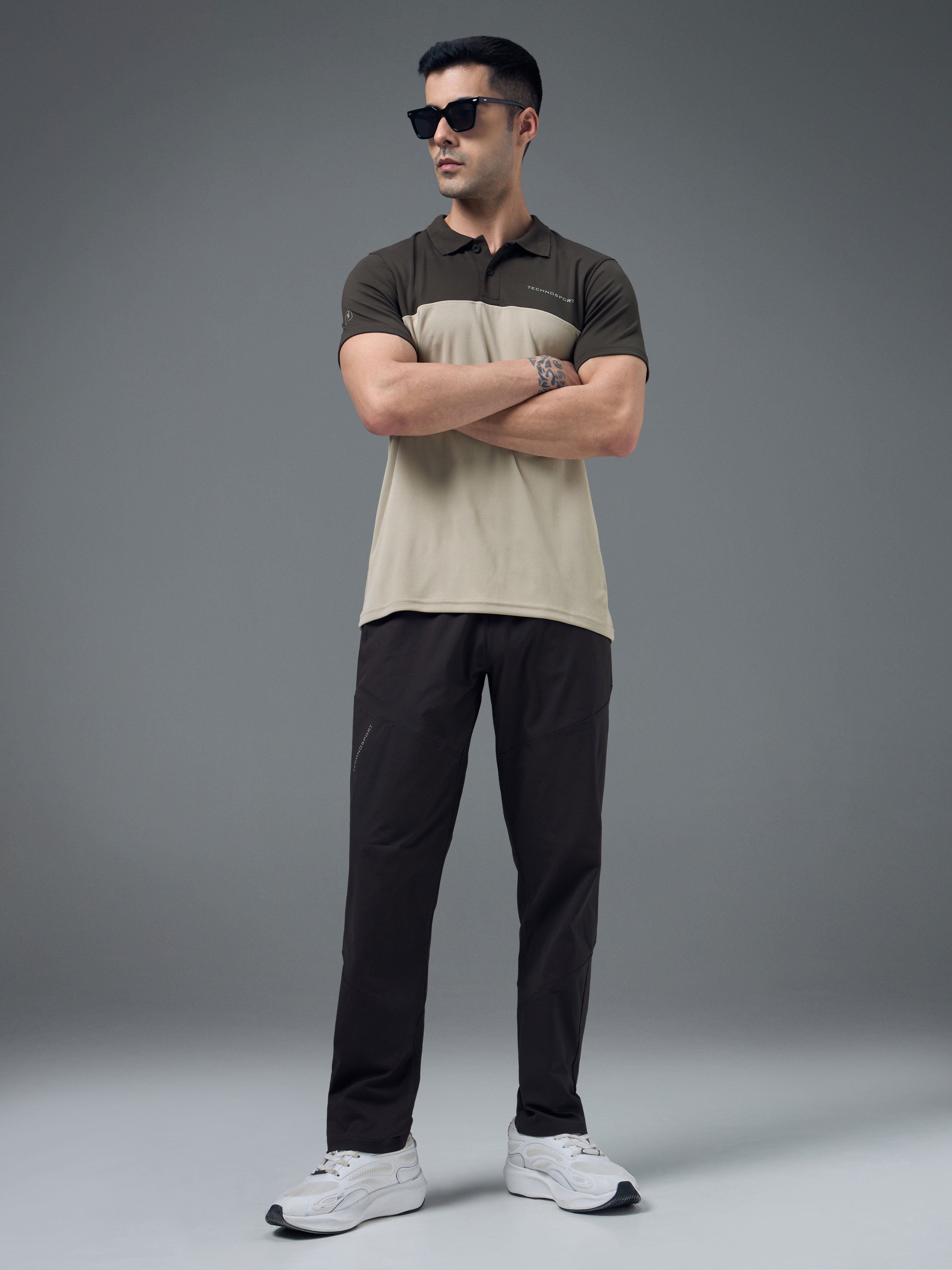 Technosport Collar Neck Tshirt (Techno Cool) - OR13 - OYSTER GRAY