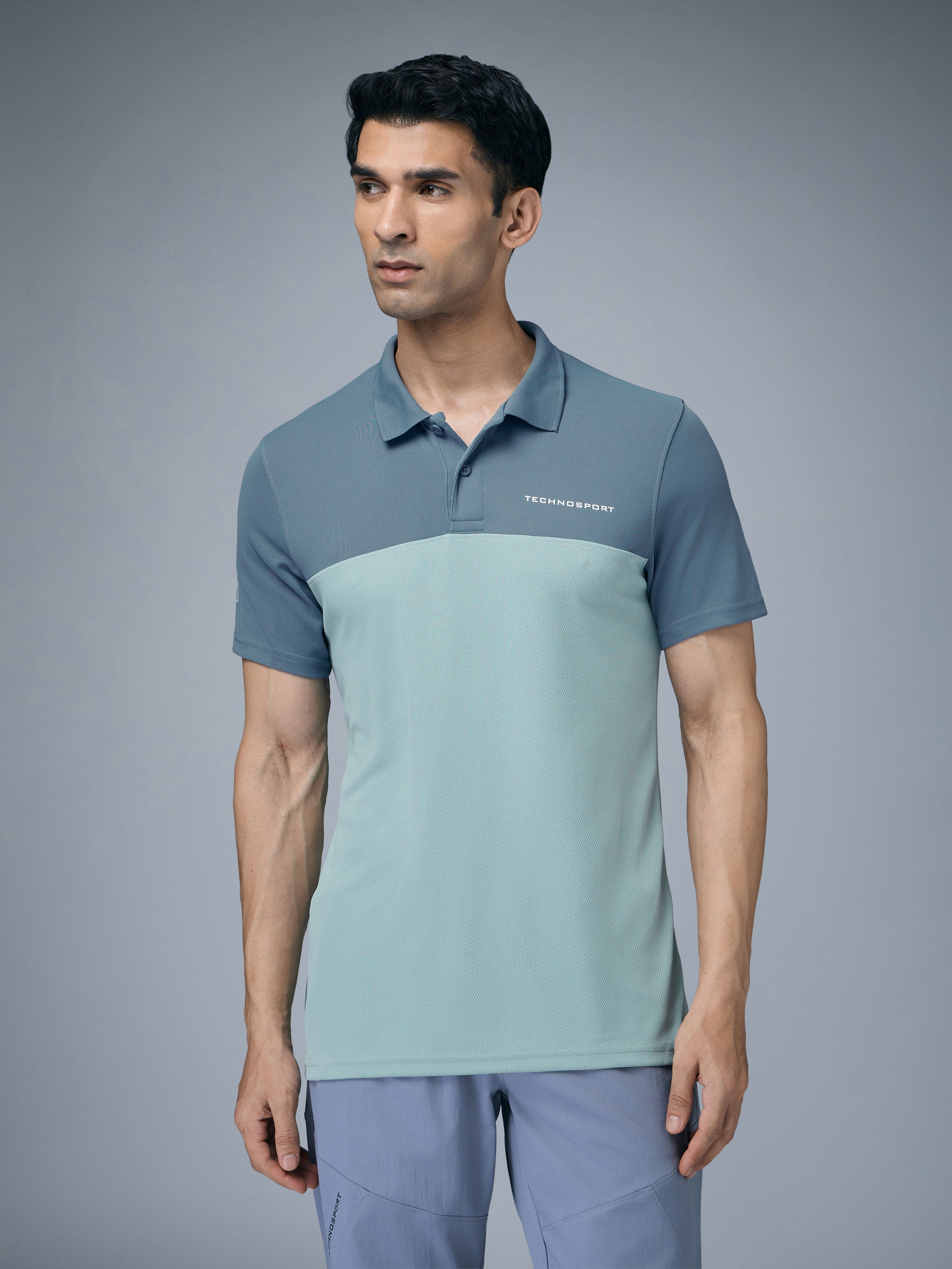 Technosport Collar Neck Tshirt (Techno Cool) - OR13 - ULTIMATE GRAY