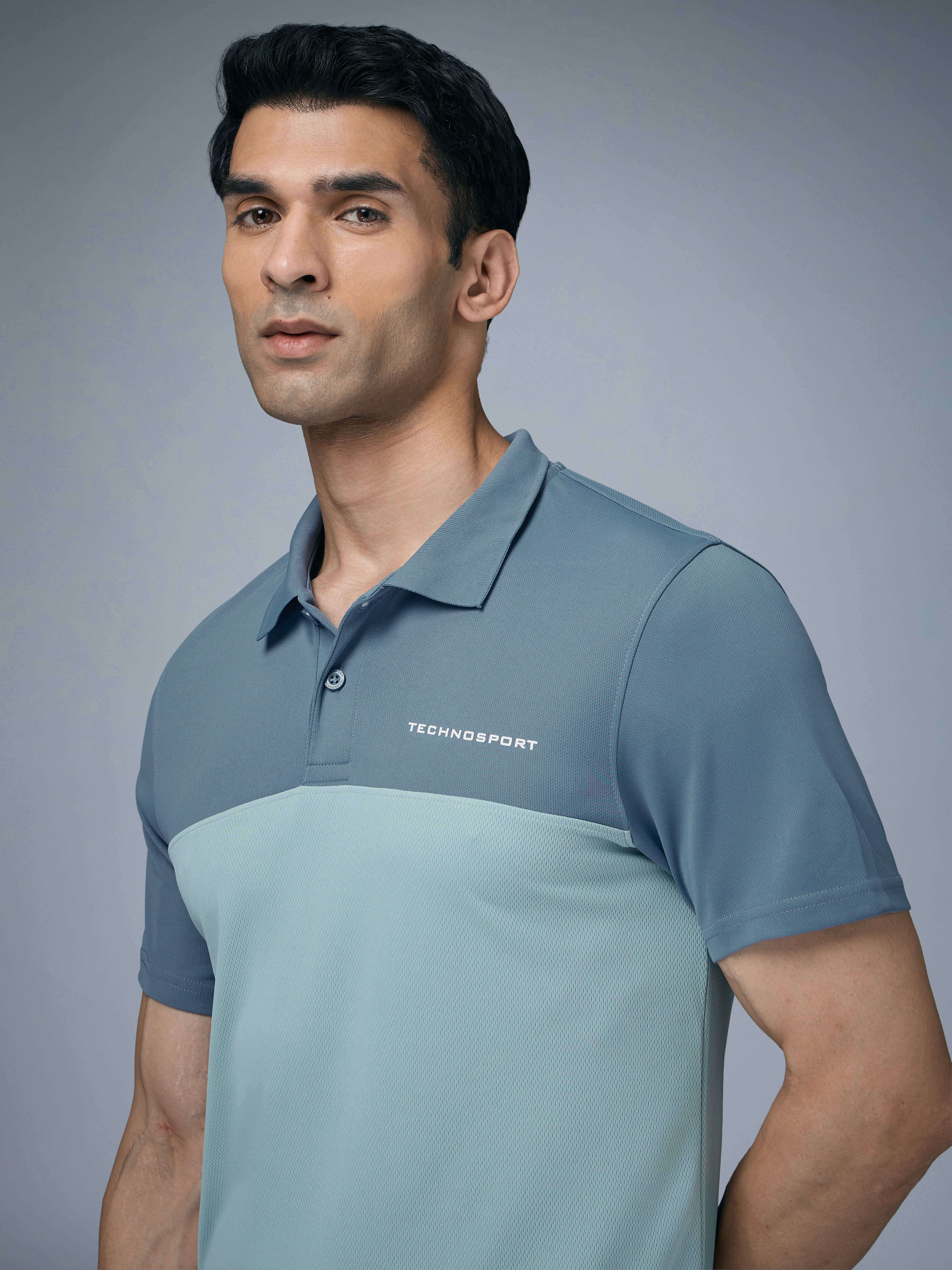 Technosport Collar Neck Tshirt (Techno Cool) - OR13 - ULTIMATE GRAY