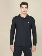 Technosport Full Sleeve Collar TShirt (Matpiq) - OR37 - BLACK