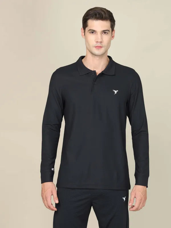 Technosport Full Sleeve Collar TShirt (Matpiq) - OR37 - BLACK