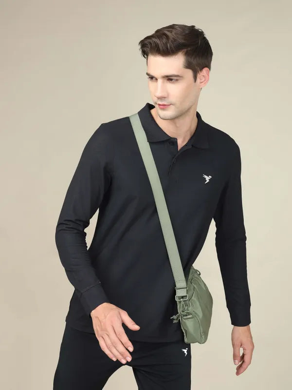 Technosport Full Sleeve Collar TShirt (Matpiq) - OR37 - BLACK