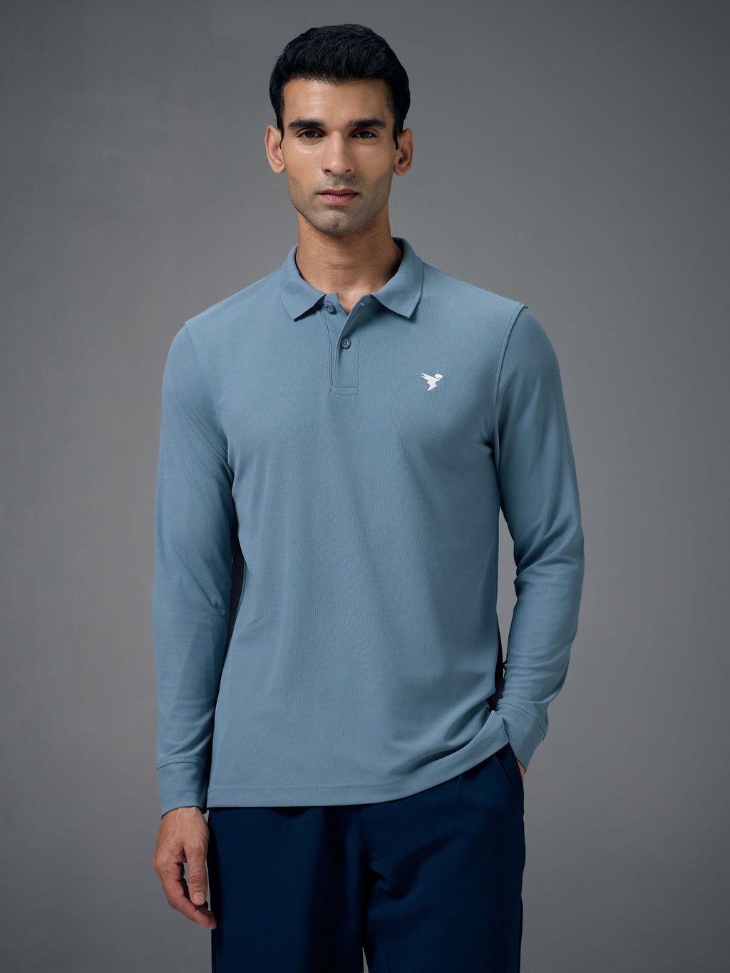 Technosport Full Sleeve Collar TShirt (Matpiq) - OR37 - BLUE STONE