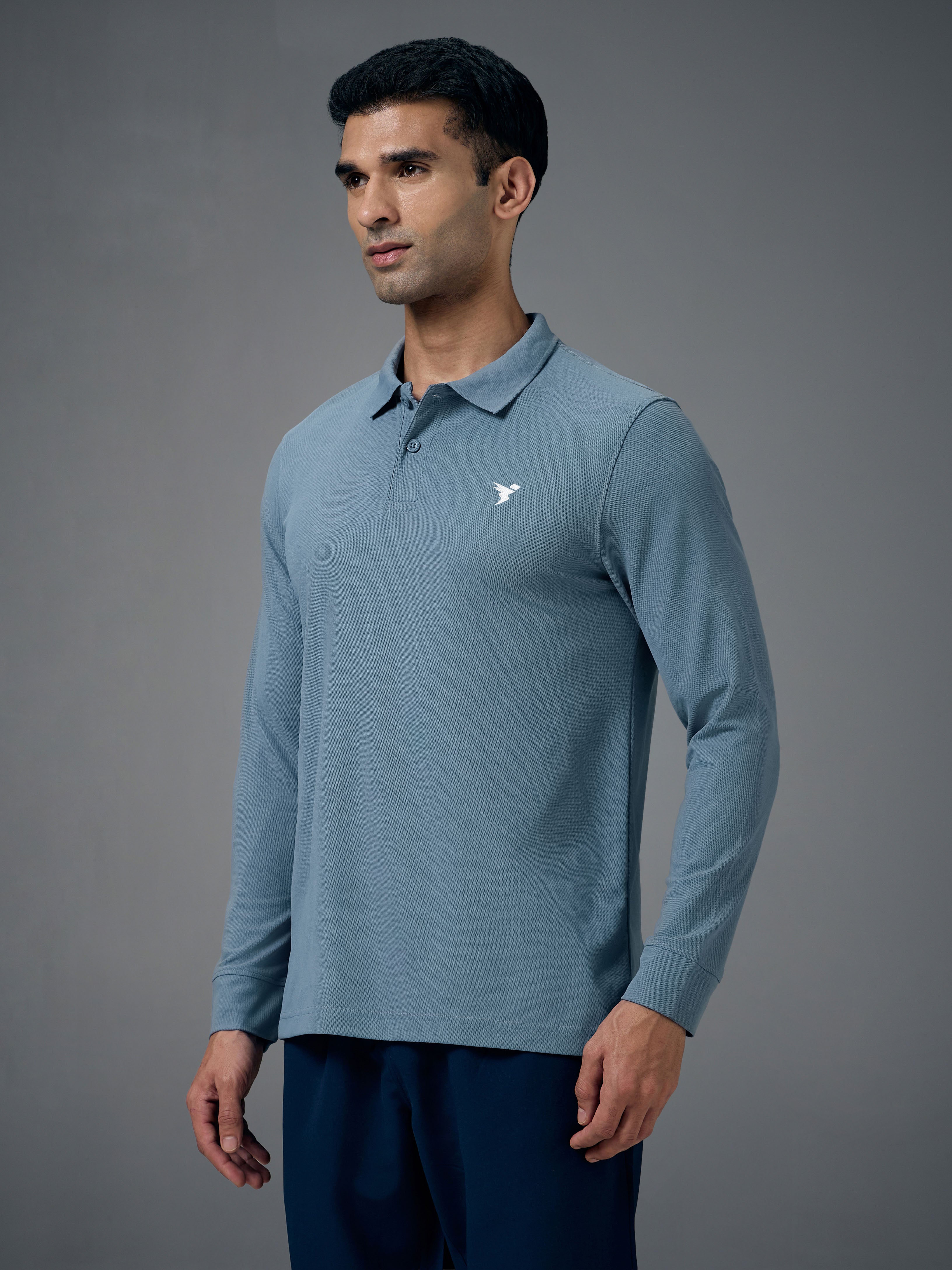 Technosport Full Sleeve Collar TShirt (Matpiq) - OR37 - BLUE STONE
