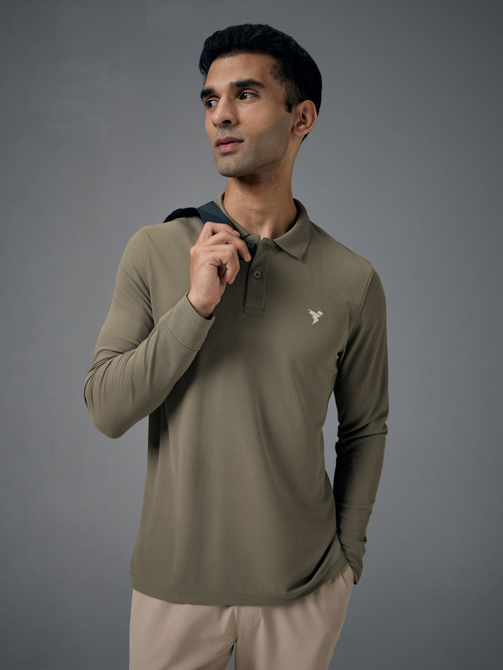 Technosport Full Sleeve Collar TShirt (Matpiq) - OR37 - SMOKEY OLIVE