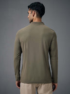 Technosport Full Sleeve Collar TShirt (Matpiq) - OR37 - SMOKEY OLIVE
