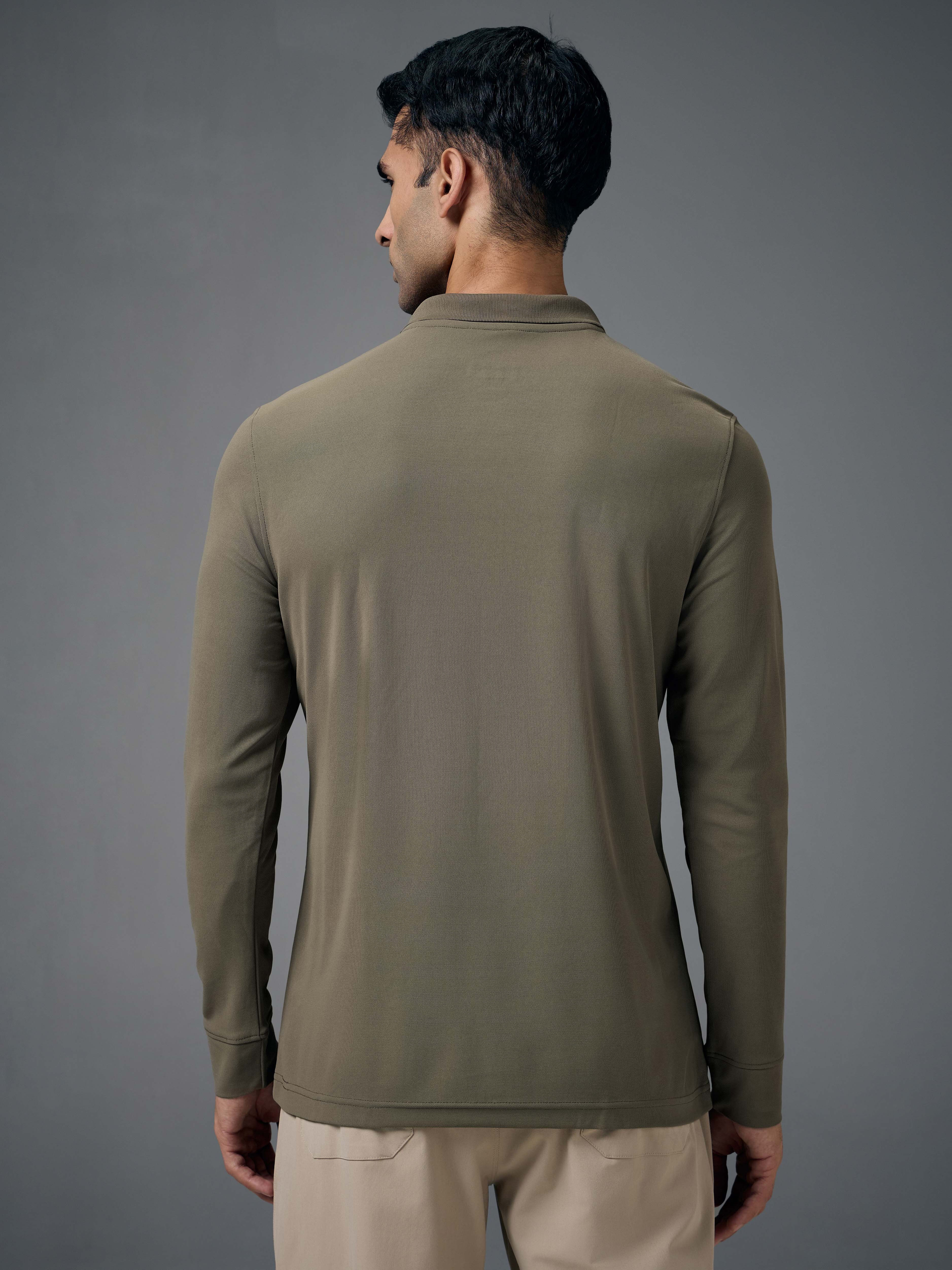Technosport Full Sleeve Collar TShirt (Matpiq) - OR37 - SMOKEY OLIVE