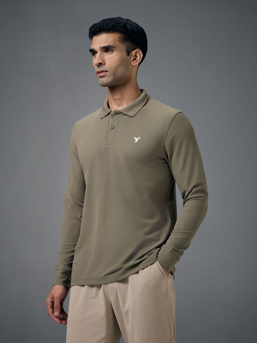 Technosport Full Sleeve Collar TShirt (Matpiq) - OR37 - SMOKEY OLIVE