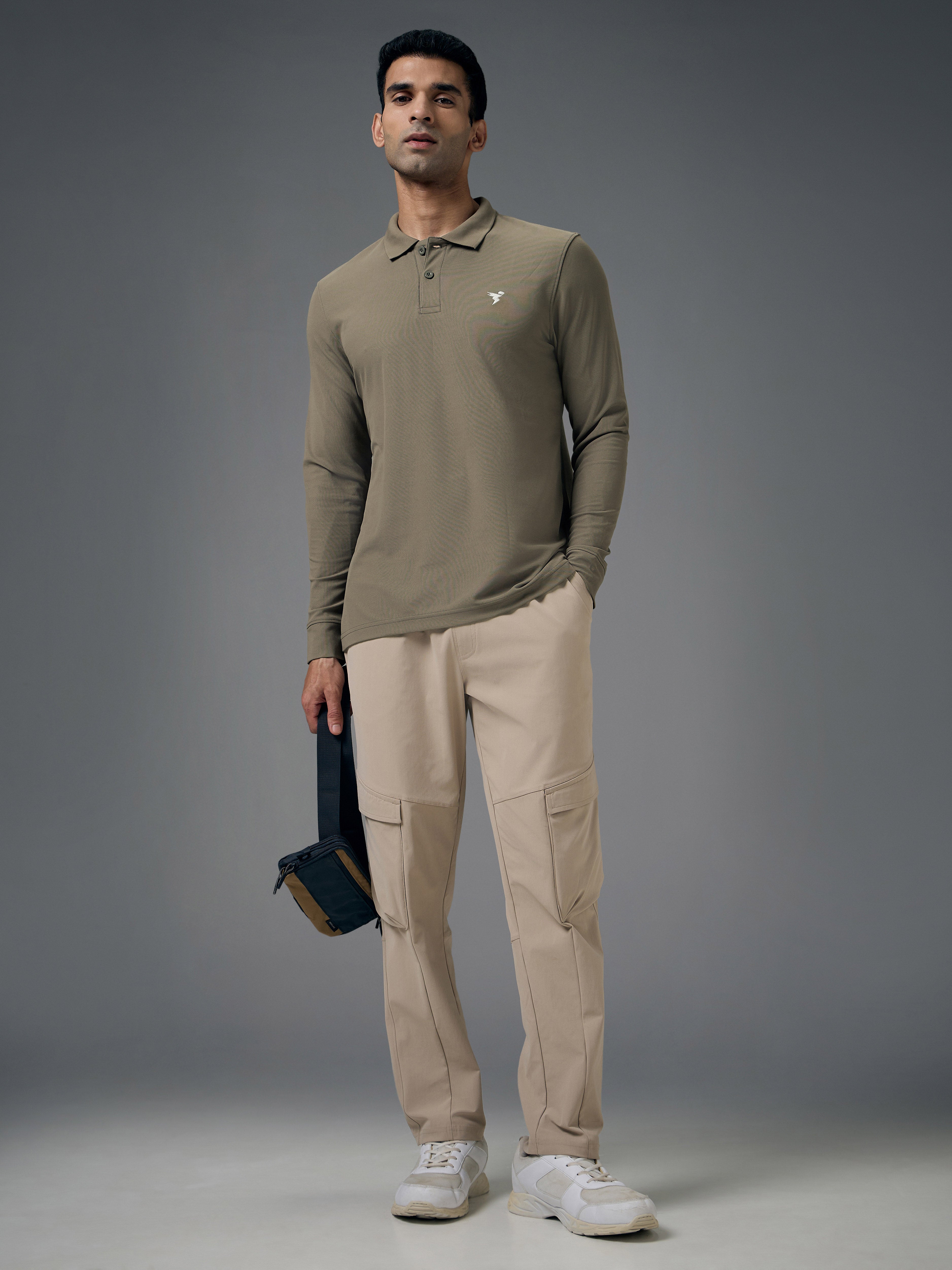 Technosport Full Sleeve Collar TShirt (Matpiq) - OR37 - SMOKEY OLIVE