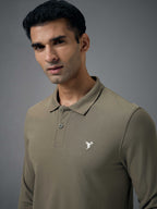 Technosport Full Sleeve Collar TShirt (Matpiq) - OR37 - SMOKEY OLIVE