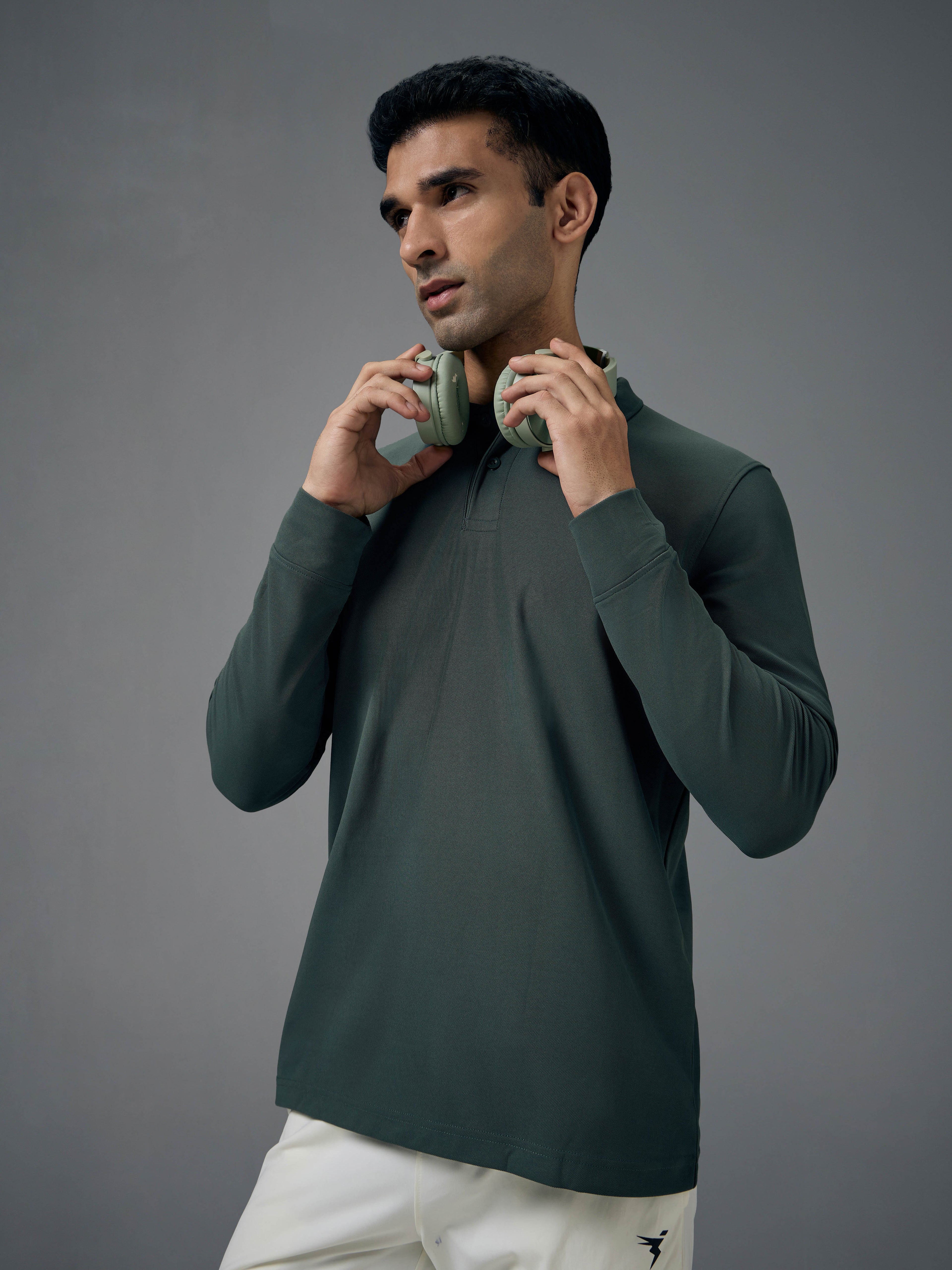 Technosport Full Sleeve Collar TShirt (Matpiq) - OR37 - TREKKING GREEN
