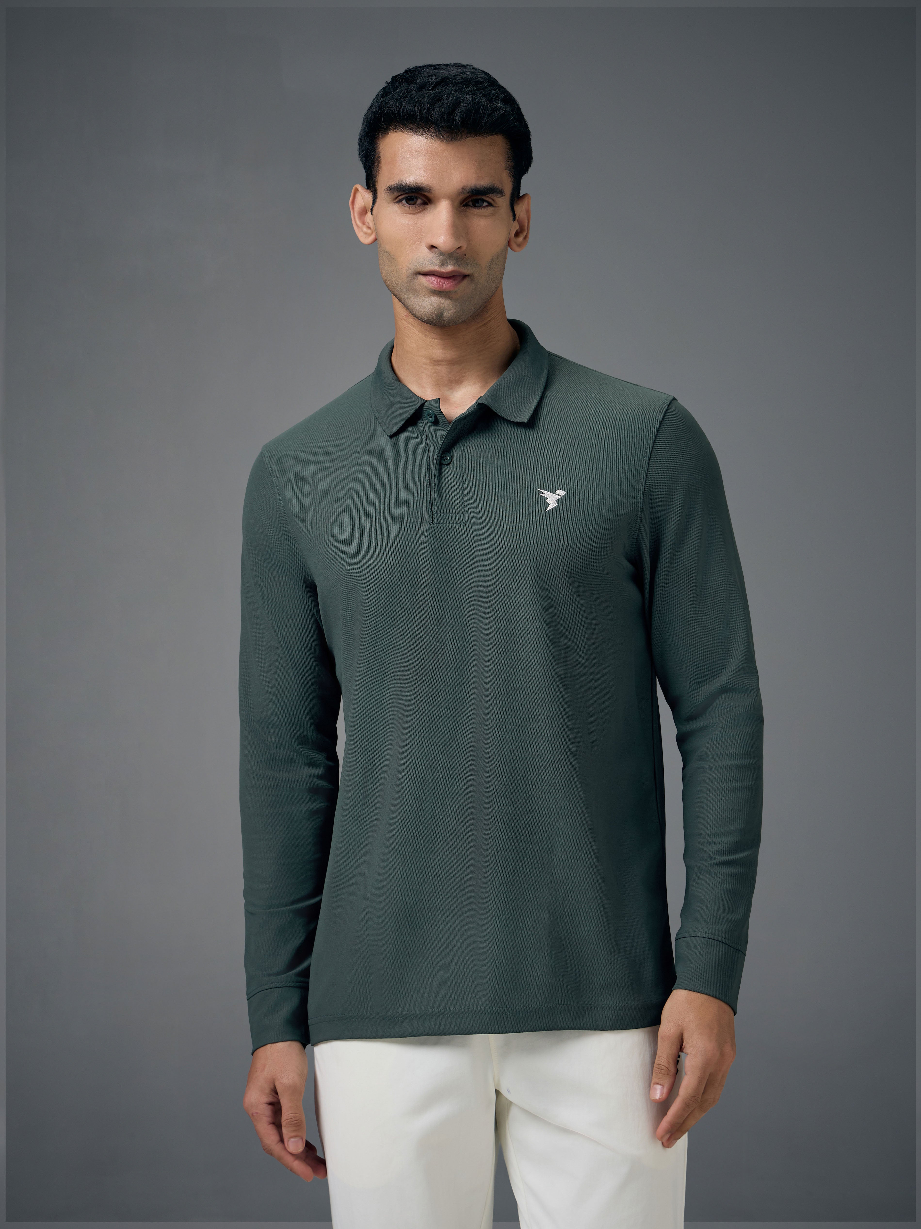 Technosport Full Sleeve Collar TShirt (Matpiq) - OR37 - TREKKING GREEN