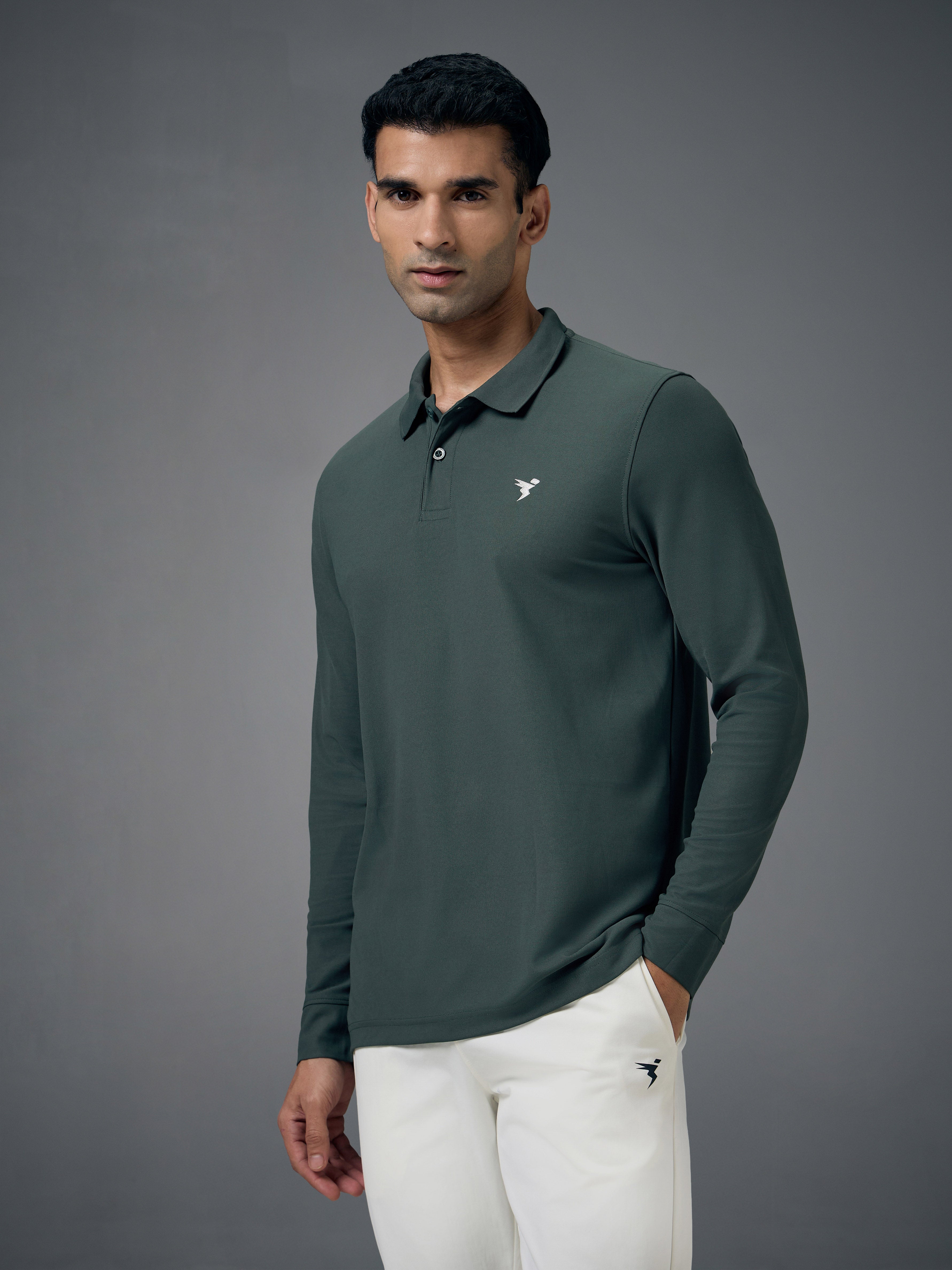 Technosport Full Sleeve Collar TShirt (Matpiq) - OR37 - TREKKING GREEN