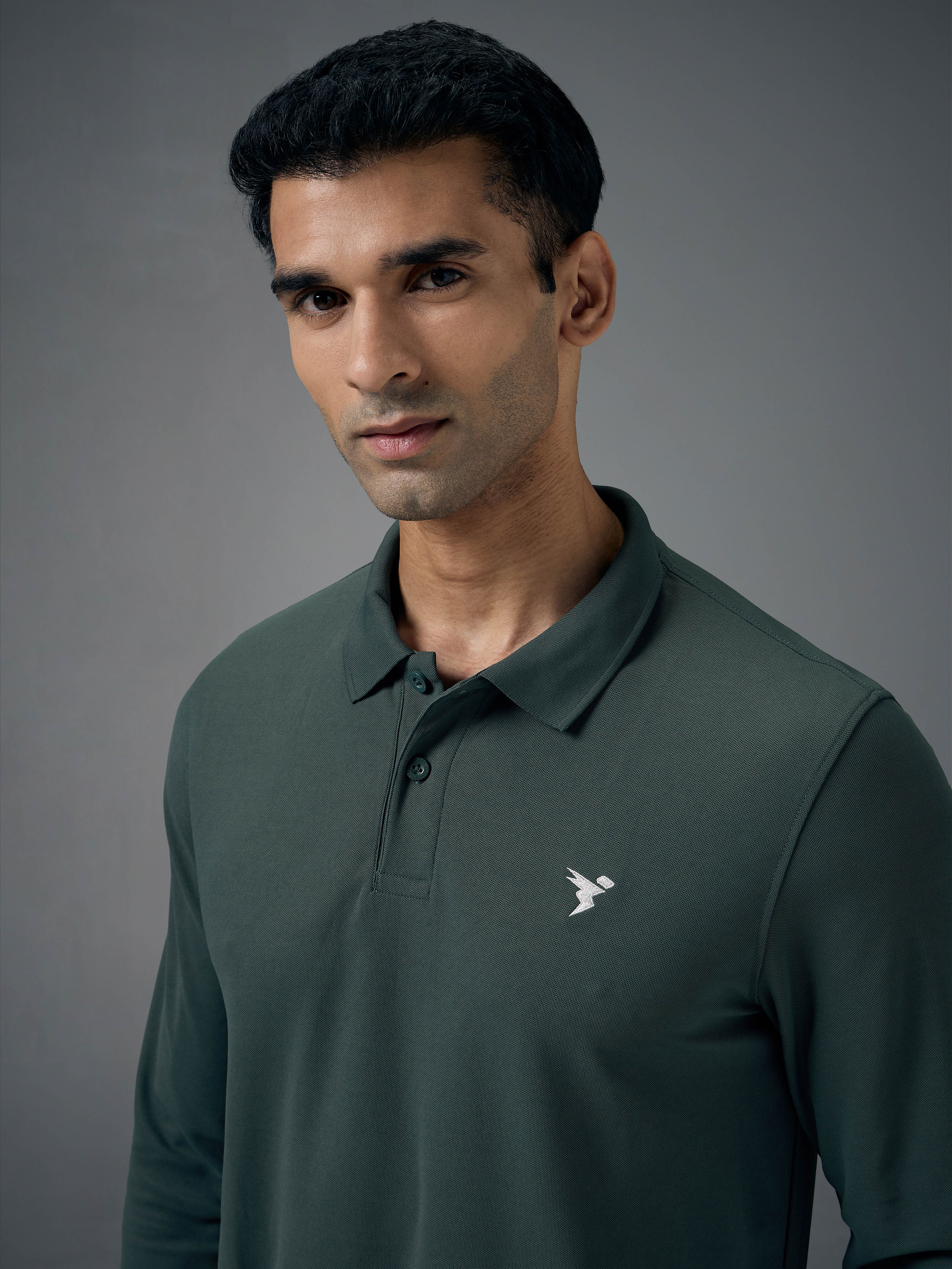 Technosport Full Sleeve Collar TShirt (Matpiq) - OR37 - TREKKING GREEN