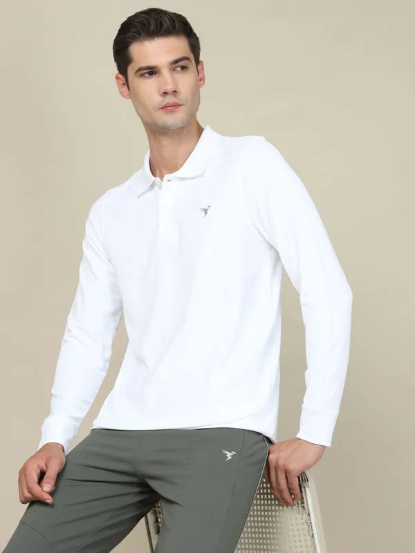 Technosport Full Sleeve Collar TShirt (Matpiq) - OR37 - WHITE