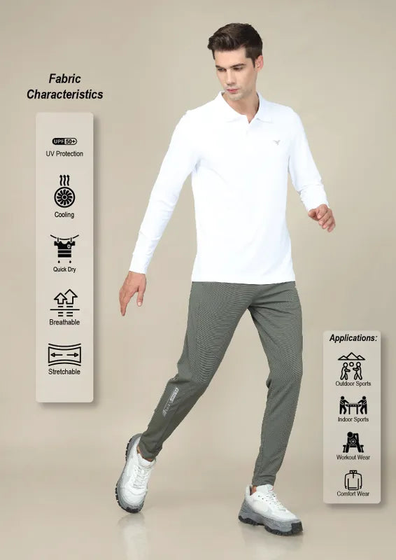 Technosport Full Sleeve Collar TShirt (Matpiq) - OR37 - WHITE
