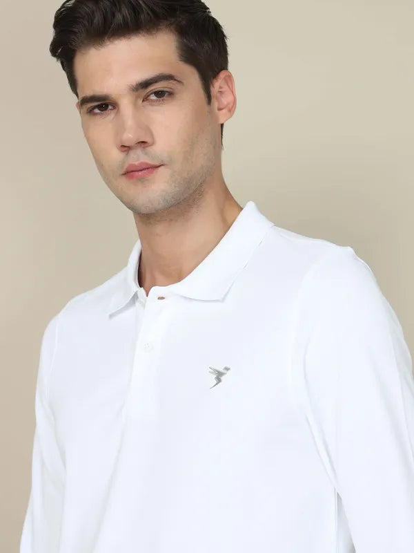 Technosport Full Sleeve Collar TShirt (Matpiq) - OR37 - WHITE