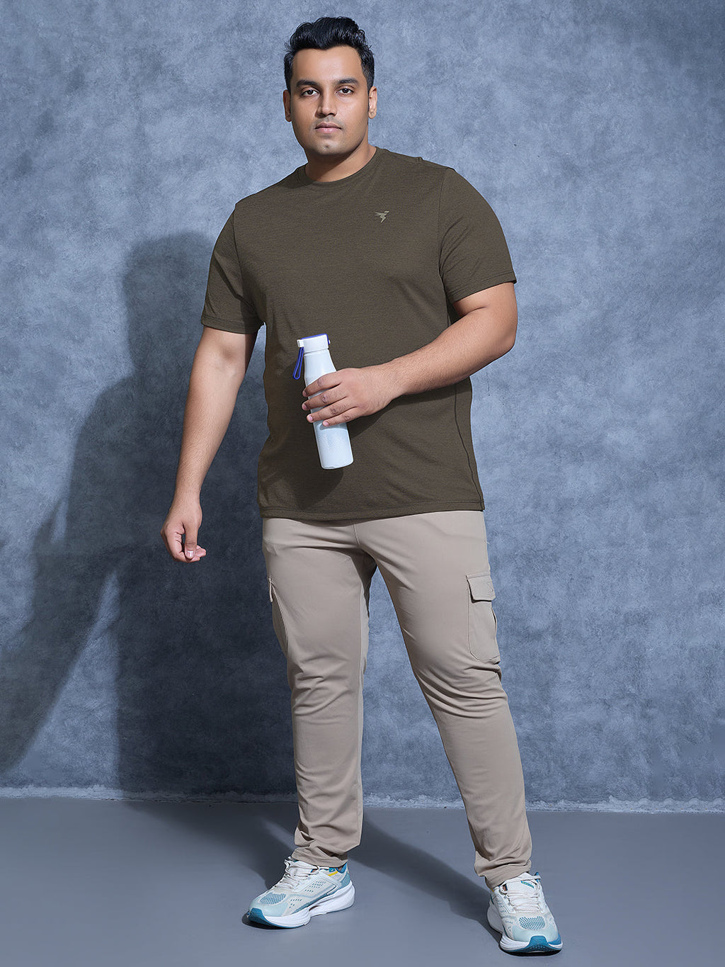 Technosport Plus Size Crew Neck TShirt (Double Cool) - OR40B - BLACK OLIVE