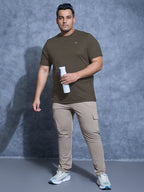 Technosport Plus Size Crew Neck TShirt (Double Cool) - OR40B - BLACK OLIVE