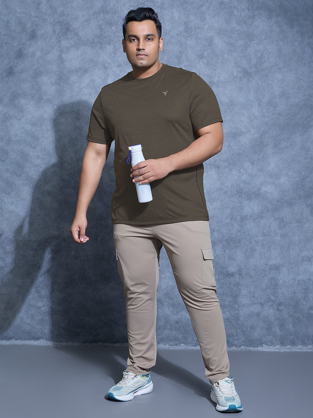Technosport Plus Size Crew Neck TShirt (Double Cool) - OR40B - BLACK OLIVE
