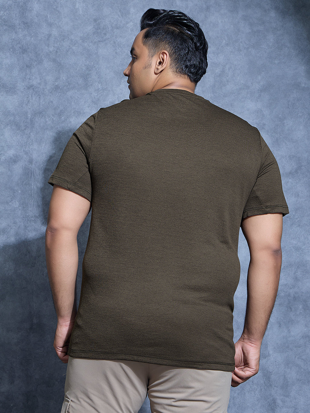 Technosport Plus Size Crew Neck TShirt (Double Cool) - OR40B - BLACK OLIVE