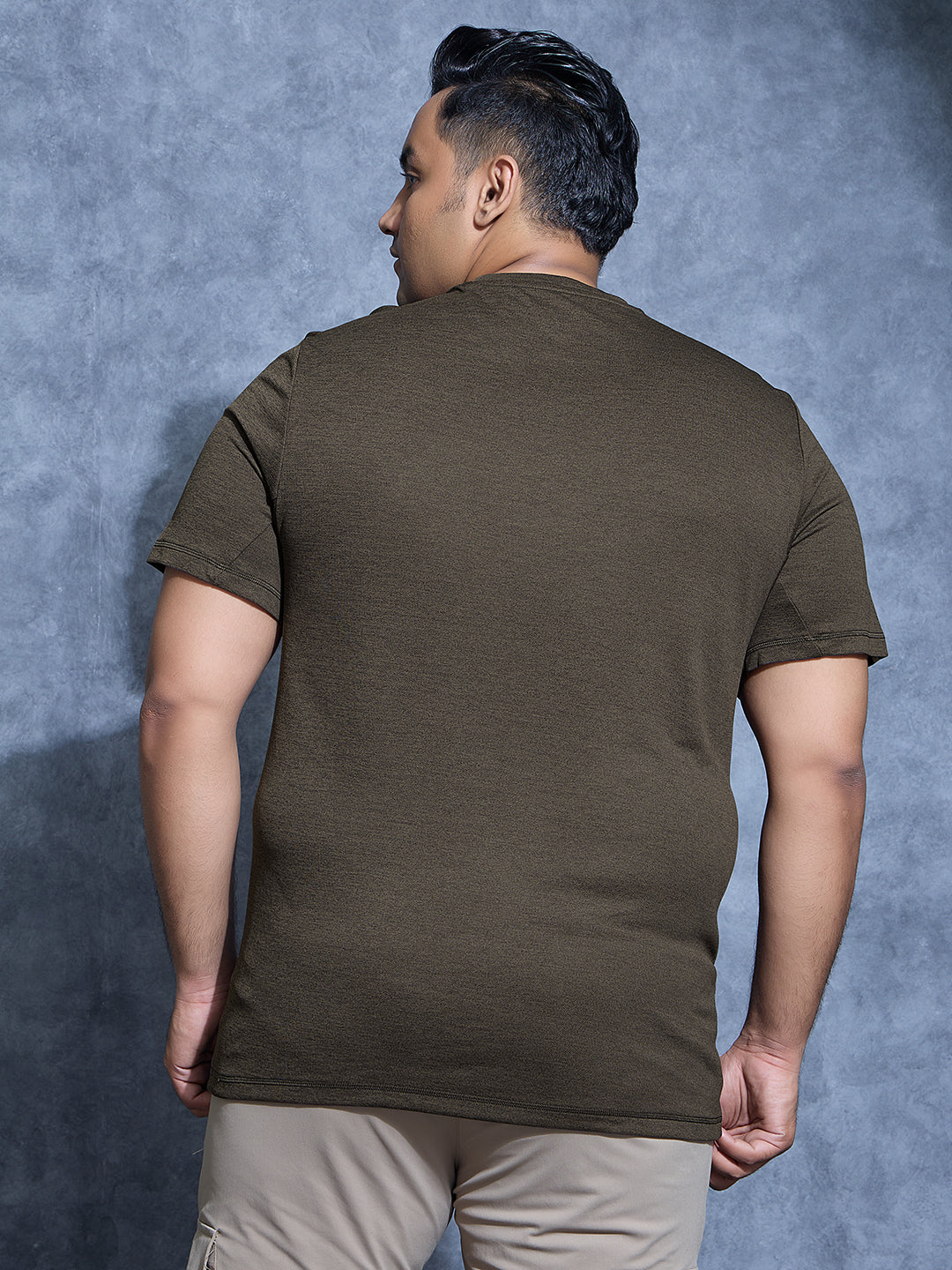 Technosport Plus Size Crew Neck TShirt (Double Cool) - OR40B - BLACK OLIVE