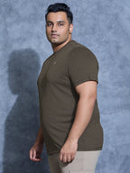 Technosport Plus Size Crew Neck TShirt (Double Cool) - OR40B - BLACK OLIVE