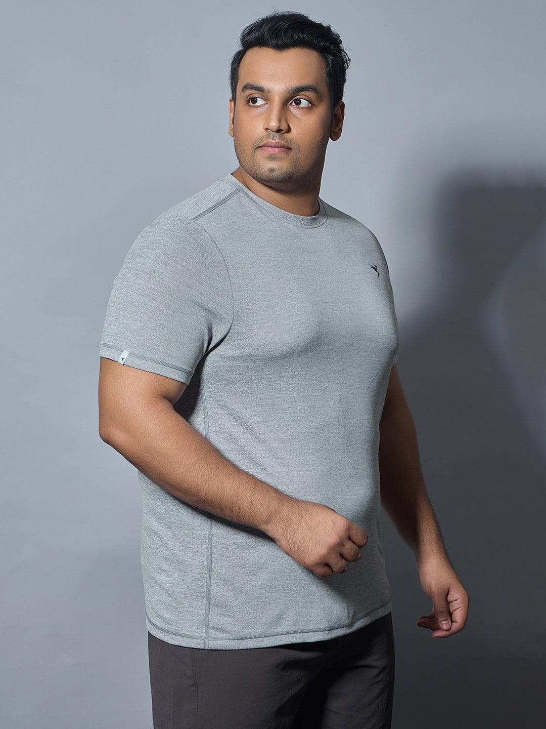 Technosport Plus Size Crew Neck TShirt (Double Cool) - OR40B - LT GREY