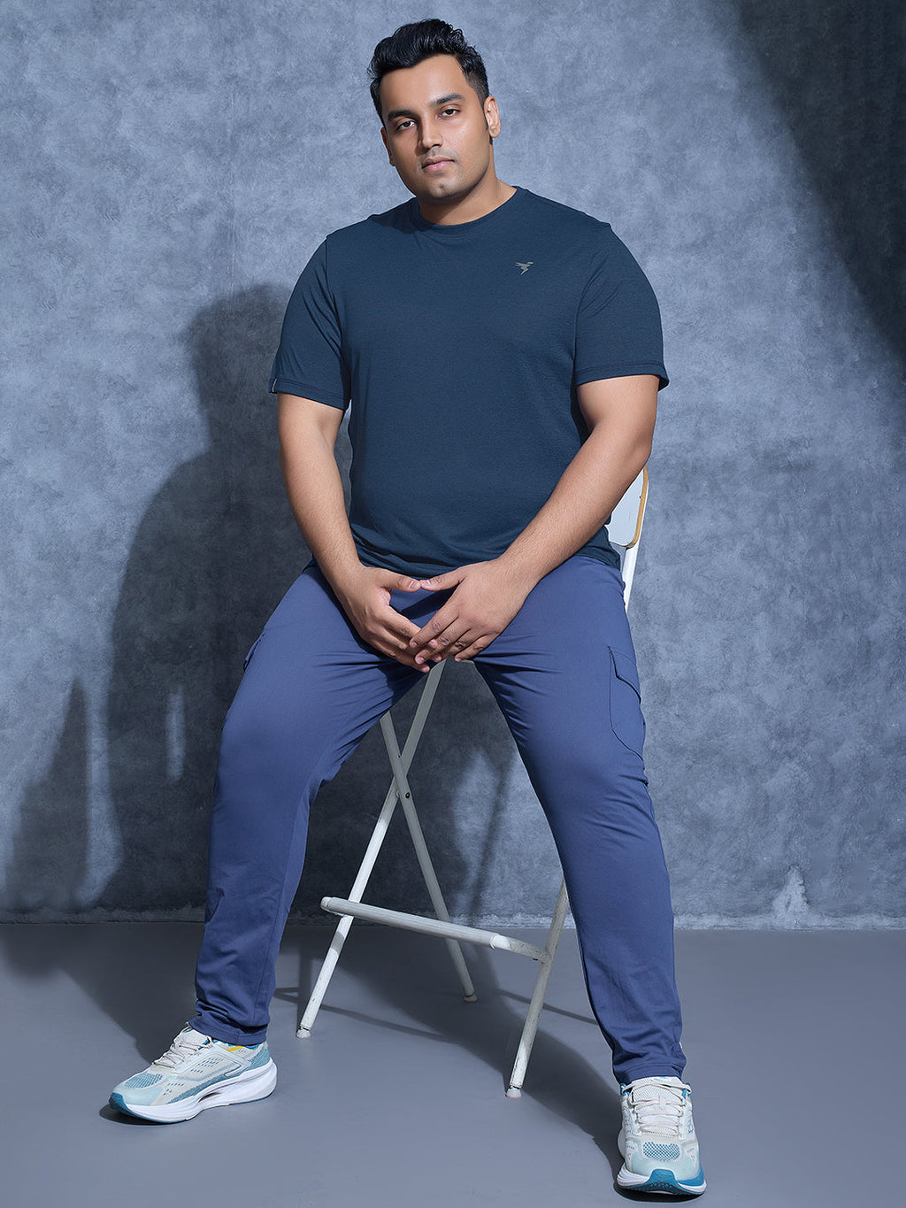 Technosport Plus Size Crew Neck TShirt (Double Cool) - OR40B - NAVY