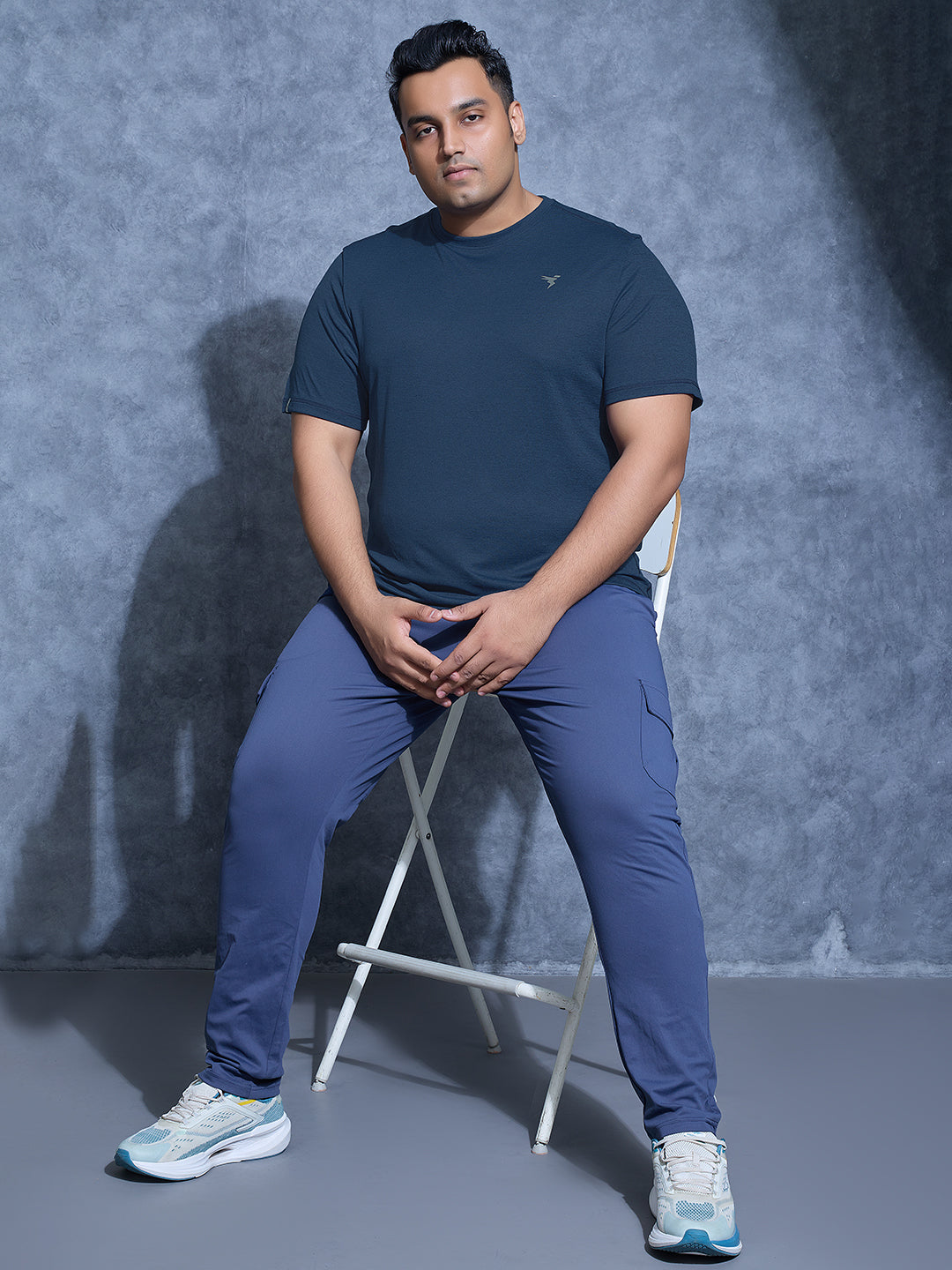 Technosport Plus Size Crew Neck TShirt (Double Cool) - OR40B - NAVY