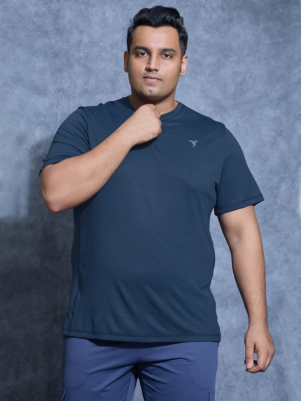 Technosport Plus Size Crew Neck TShirt (Double Cool) - OR40B - NAVY