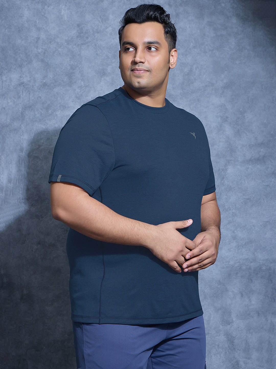 Technosport Plus Size Crew Neck TShirt (Double Cool) - OR40B - NAVY