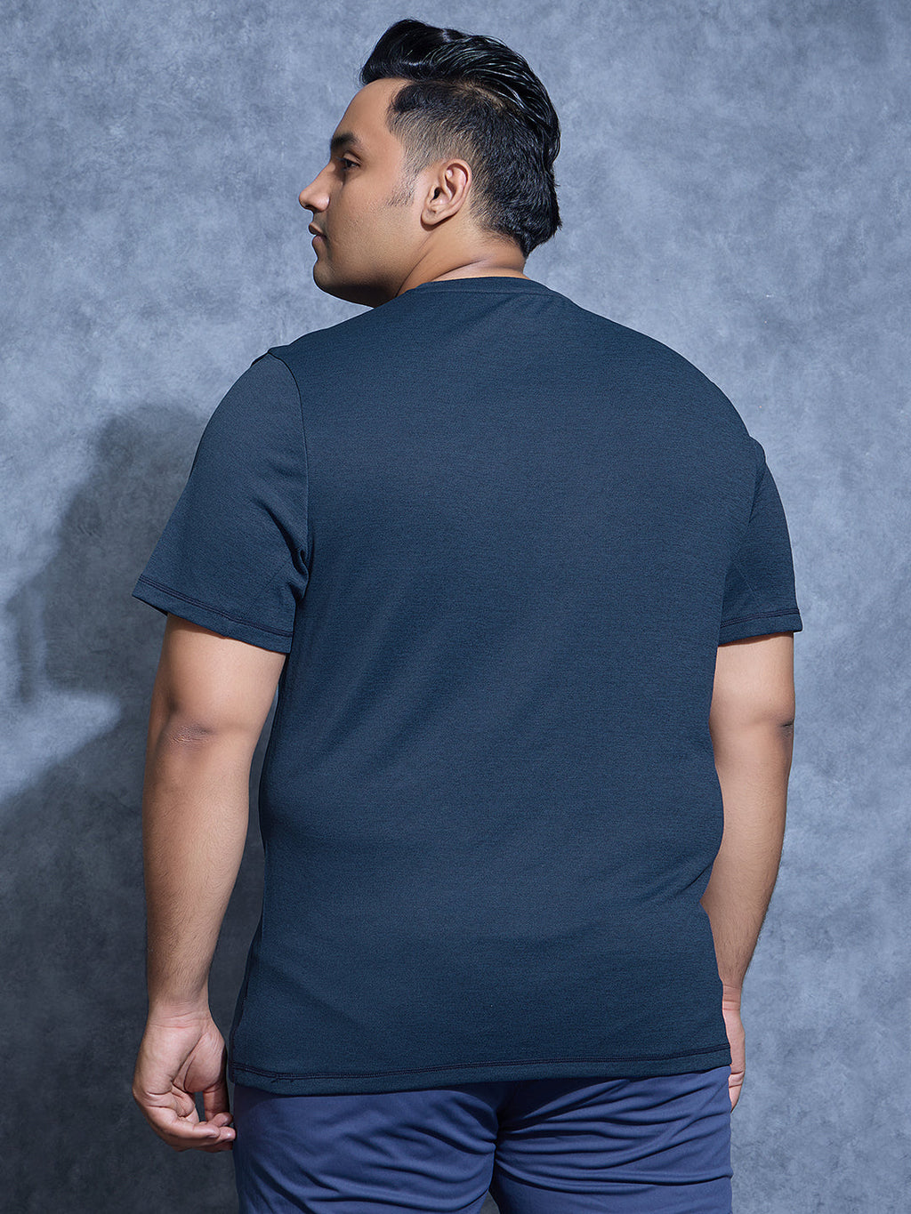 Technosport Plus Size Crew Neck TShirt (Double Cool) - OR40B - NAVY