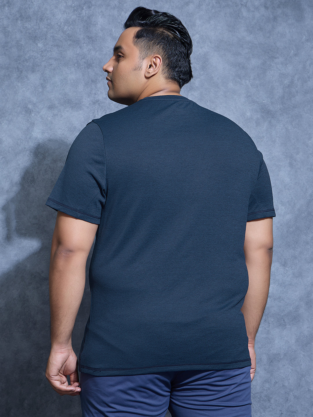 Technosport Plus Size Crew Neck TShirt (Double Cool) - OR40B - NAVY