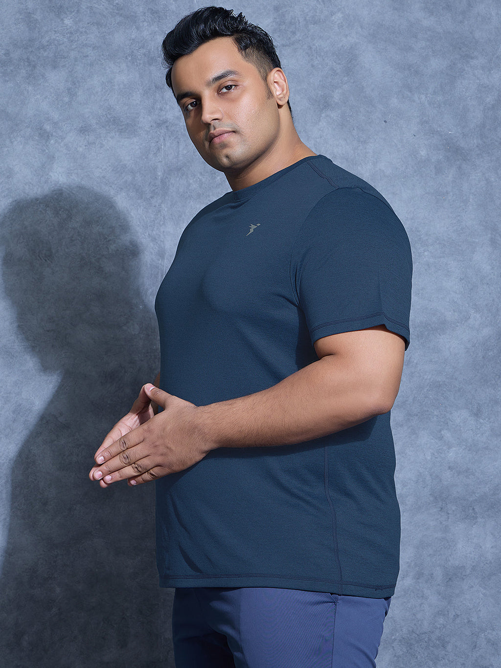 Technosport Plus Size Crew Neck TShirt (Double Cool) - OR40B - NAVY