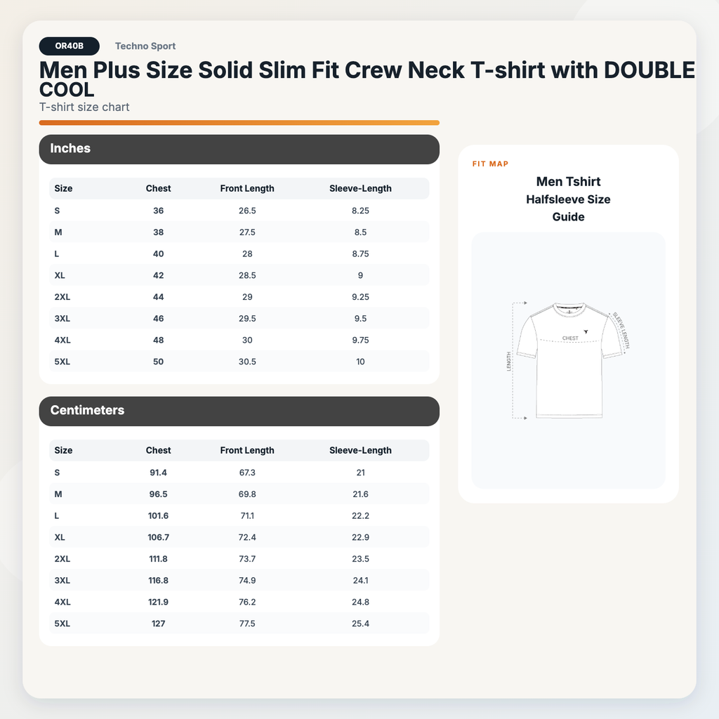 Technosport Plus Size Crew Neck TShirt (Double Cool) - OR40B - NAVY