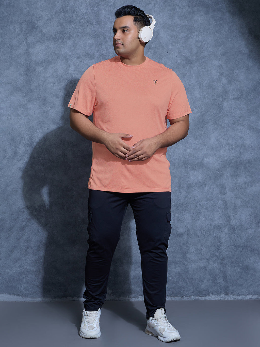 Technosport Plus Size Crew Neck TShirt (Double Cool) - OR40B - TERRACOTTA