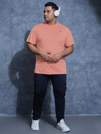 Technosport Plus Size Crew Neck TShirt (Double Cool) - OR40B - TERRACOTTA