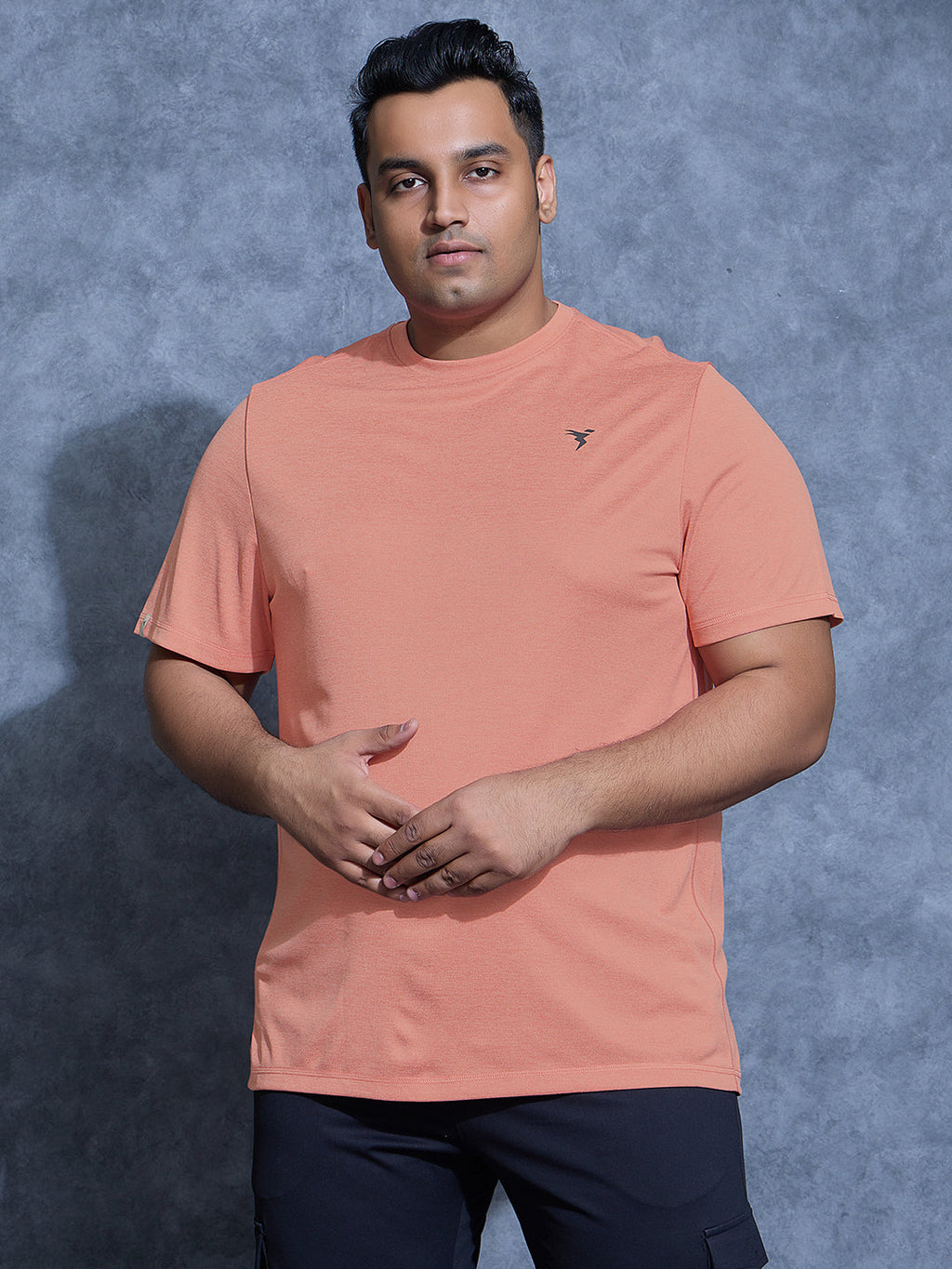 Technosport Plus Size Crew Neck TShirt (Double Cool) - OR40B - TERRACOTTA