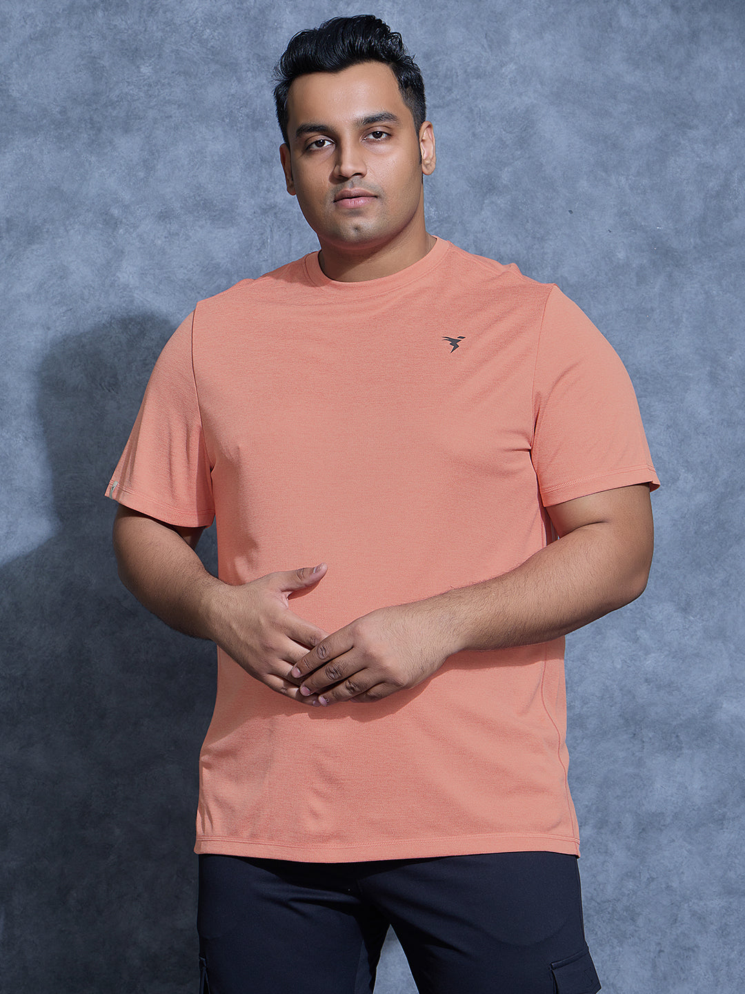 Technosport Plus Size Crew Neck TShirt (Double Cool) - OR40B - TERRACOTTA