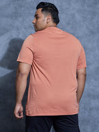 Technosport Plus Size Crew Neck TShirt (Double Cool) - OR40B - TERRACOTTA