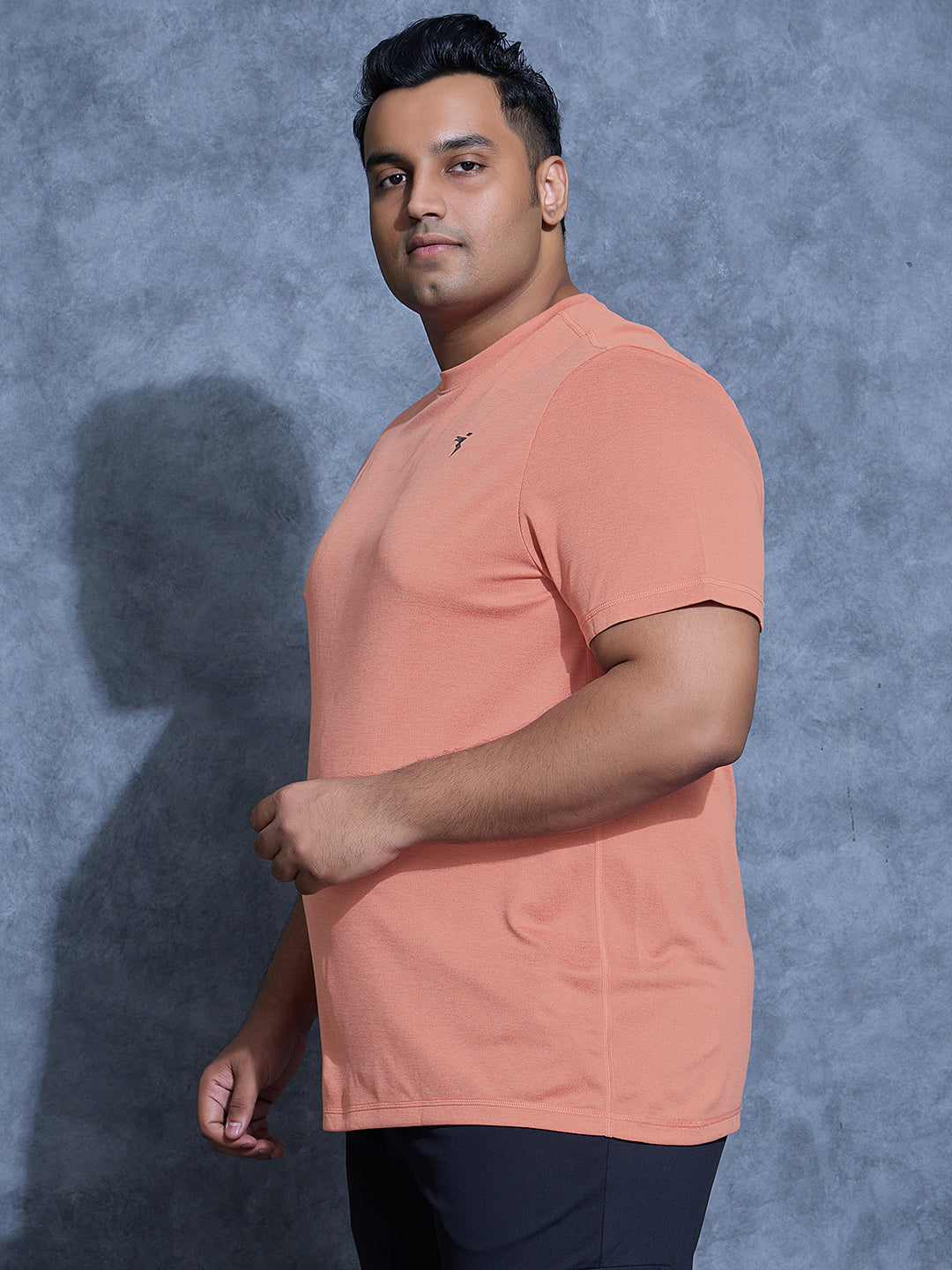 Technosport Plus Size Crew Neck TShirt (Double Cool) - OR40B - TERRACOTTA