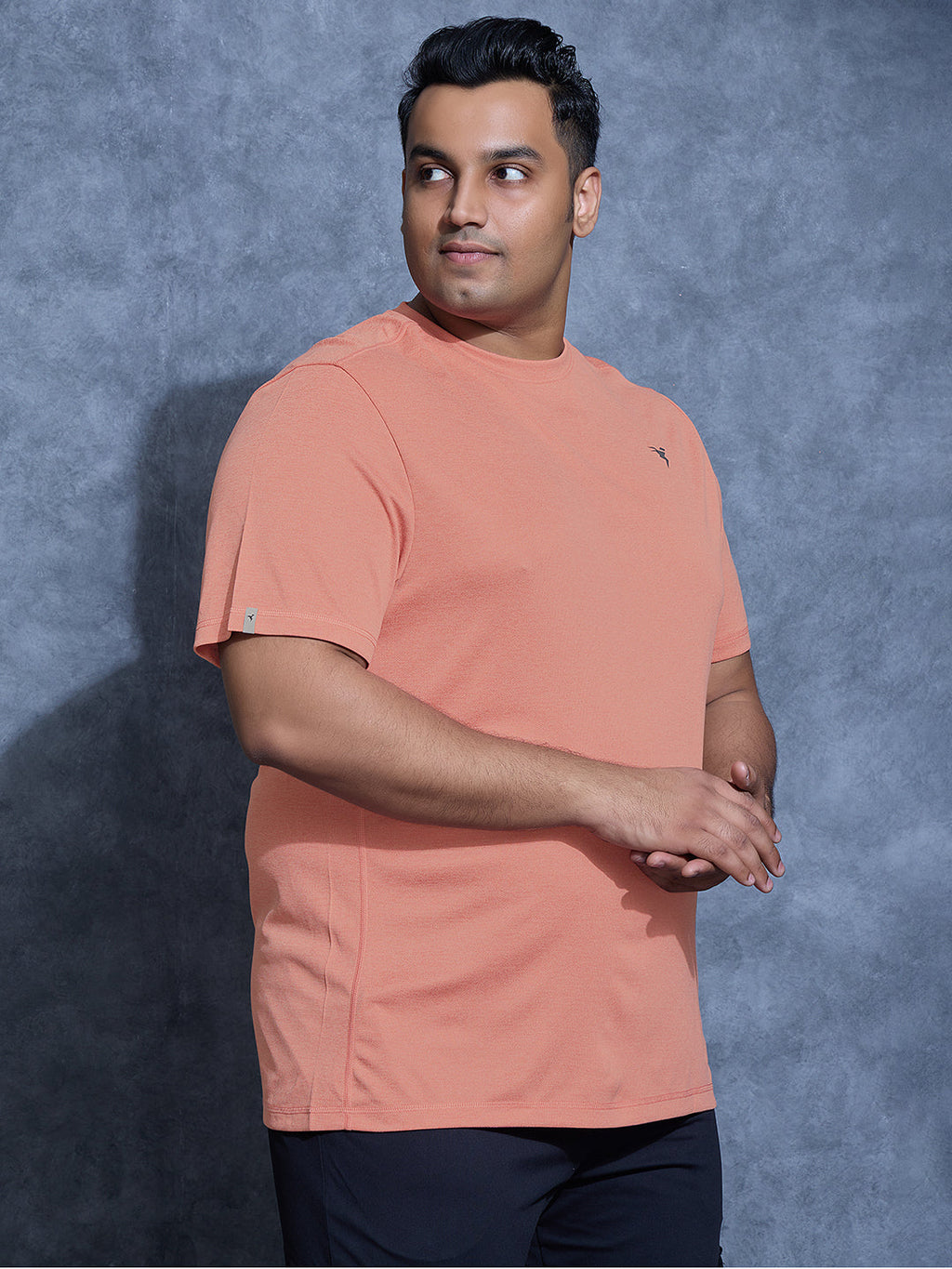 Technosport Plus Size Crew Neck TShirt (Double Cool) - OR40B - TERRACOTTA