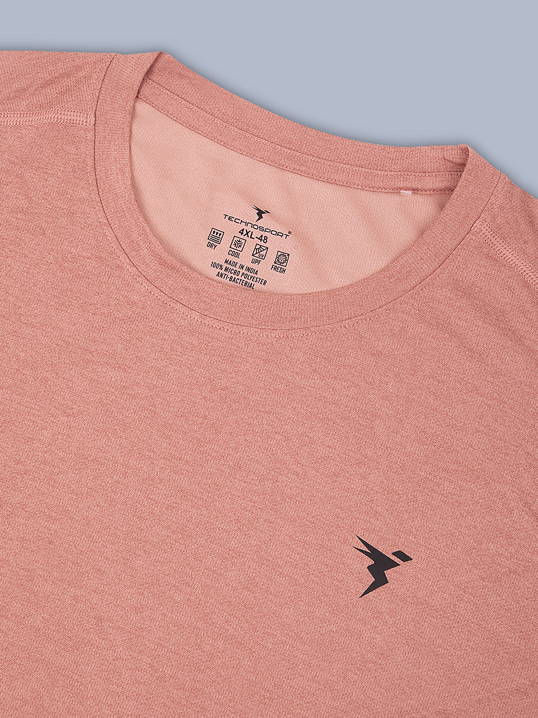 Technosport Plus Size Crew Neck TShirt (Double Cool) - OR40B - TERRACOTTA